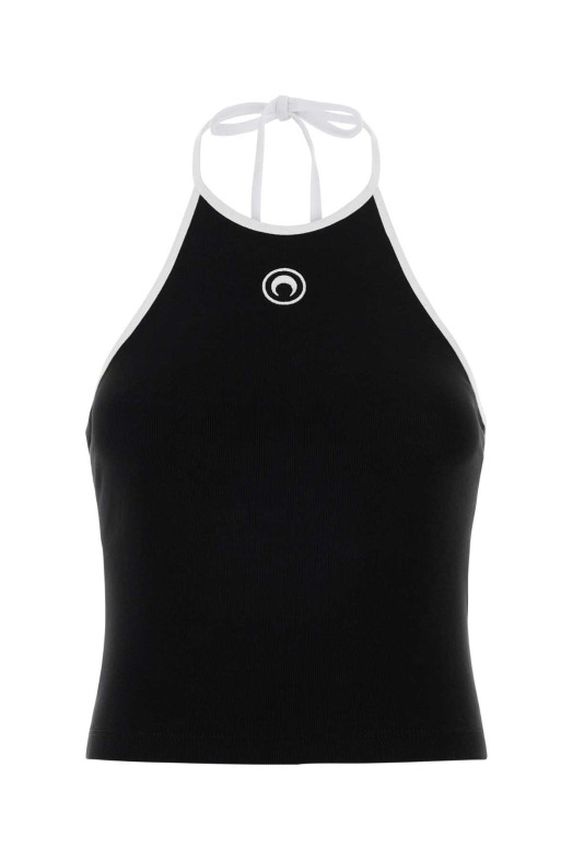 Черная хлопковая майка MARINE SERRE (WTO504ACJER0008)