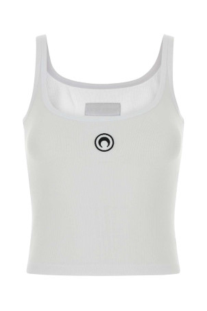 White stretch cotton tank top MARINE SERRE (WTO507ACJER0011)