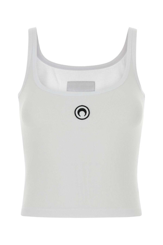 White stretch cotton tank top MARINE SERRE (WTO507ACJER0011)