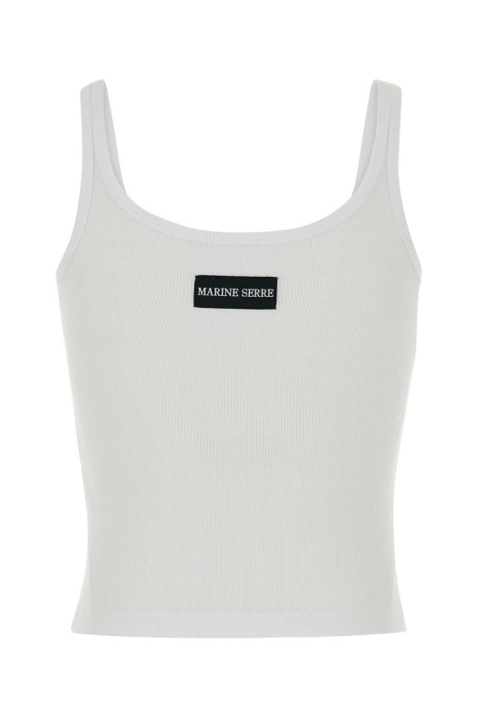 White stretch cotton tank top MARINE SERRE (WTO507ACJER0011)