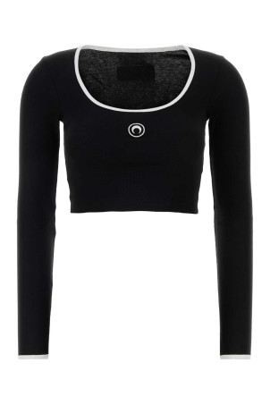 Black cotton t-shirt MARINE SERRE (WTT033ACJER0008)