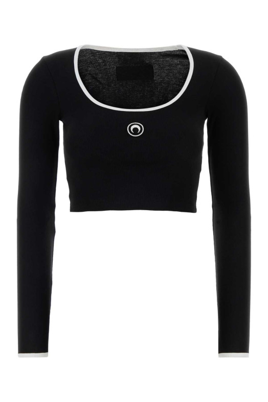 Черная хлопковая футболка MARINE SERRE (WTT033ACJER0008)