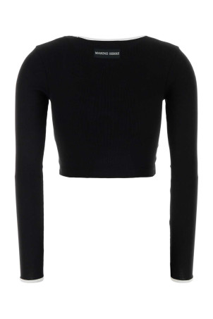 Black cotton t-shirt MARINE SERRE (WTT033ACJER0008)