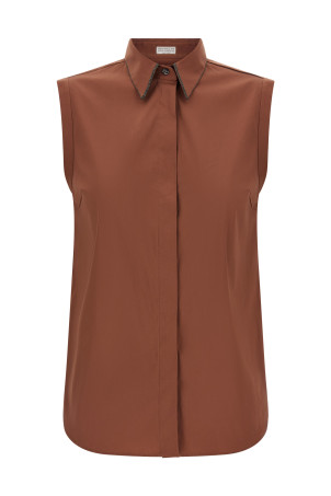 'Shiny Trim' shirt Brown