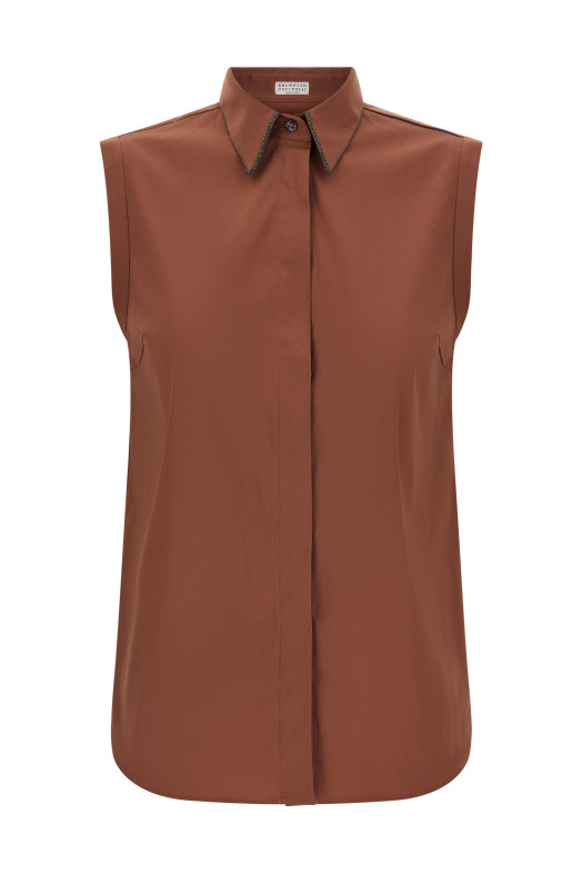 'Shiny Trim' shirt Brown