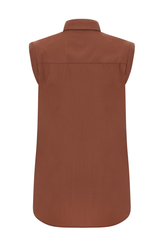 'Shiny Trim' shirt Brown