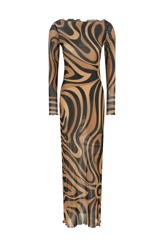 'Marmo' print tulle dress Multicolor