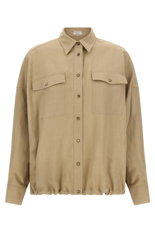 Fluid twill shirt Beige