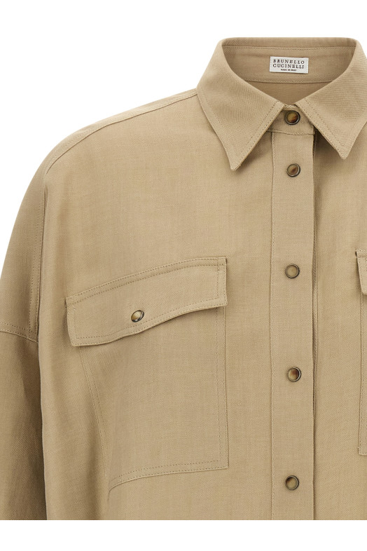 Fluid twill shirt Beige