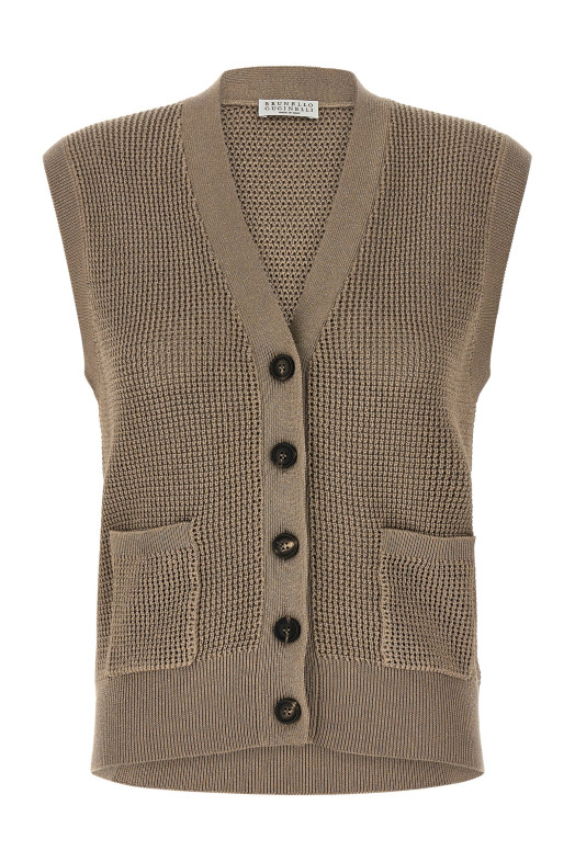 'Sparkling' cotton vest Brown