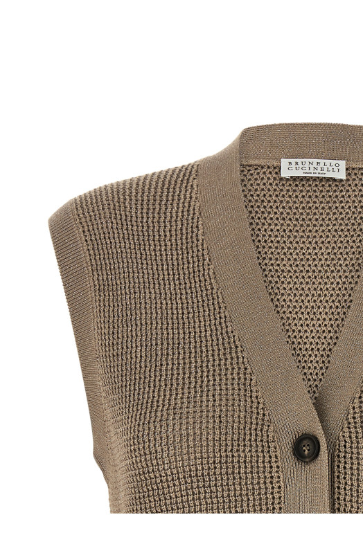 'Sparkling' cotton vest Brown