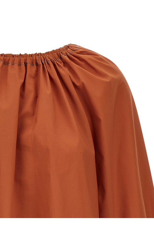 Блузка с лодочным вырезом оранжевого цвета MARNI TTMA0449S1UTC19300M07