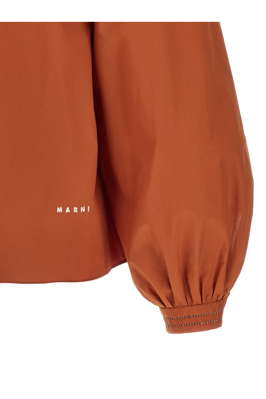 Блузка с лодочным вырезом оранжевого цвета MARNI TTMA0449S1UTC19300M07