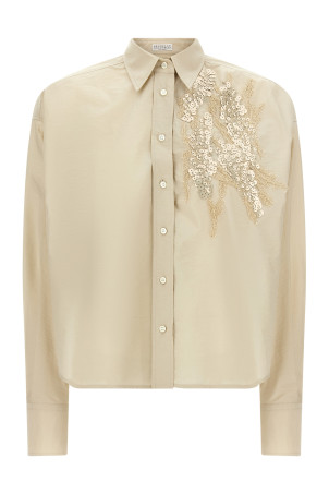 'Dazzling Seabed Embroidery' shirt Beige