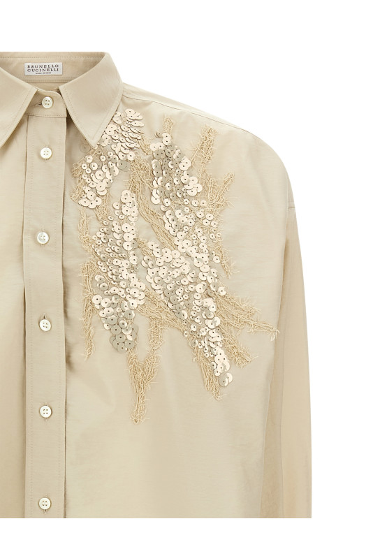 'Dazzling Seabed Embroidery' shirt Beige