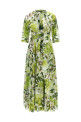 'Eden' long dress in cotton muslin with all print Green