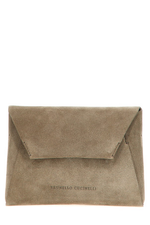 Monile suede clutch bag Gray