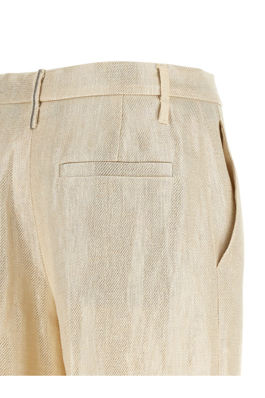 Lamé linen pants Gold