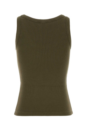 Army green stretch cotton tank top MIU MIU (MJT694SOOO1464)