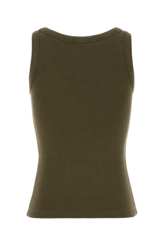 Army green stretch cotton tank top MIU MIU (MJT694SOOO1464)