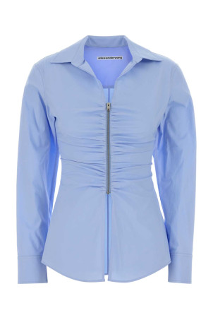 Сорочка з еластичного попліну блакитного кольору ALEXANDER WANG (1WC2261304)