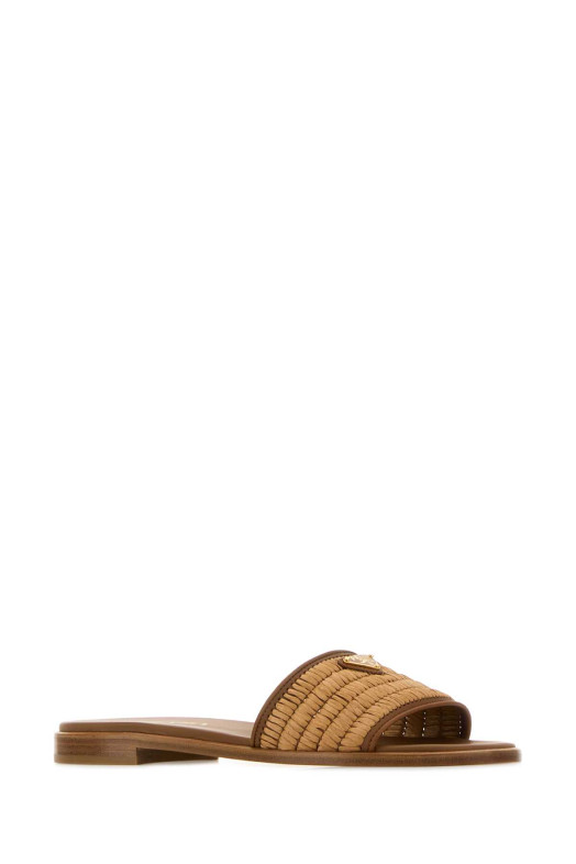 Brown raffia slippers PRADA (1XX758FB0102ACS)