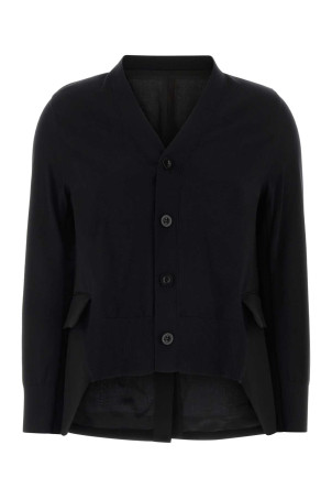 Black cotton blend and wool cardigan SACAI (2608436)