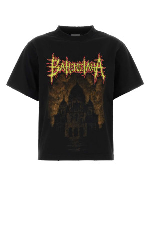 Чорна бавовняна футболка Black BALENCIAGA (850990TUVE4)