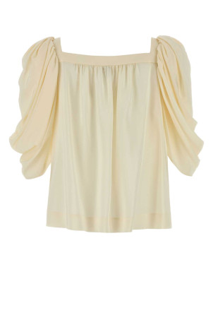 Шелковый топ пастельно-желтого цвета White CHLOE (CH26UH134005) CHLOÉ