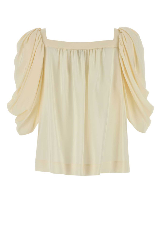 Шелковый топ пастельно-желтого цвета White CHLOE (CH26UH134005) CHLOÉ