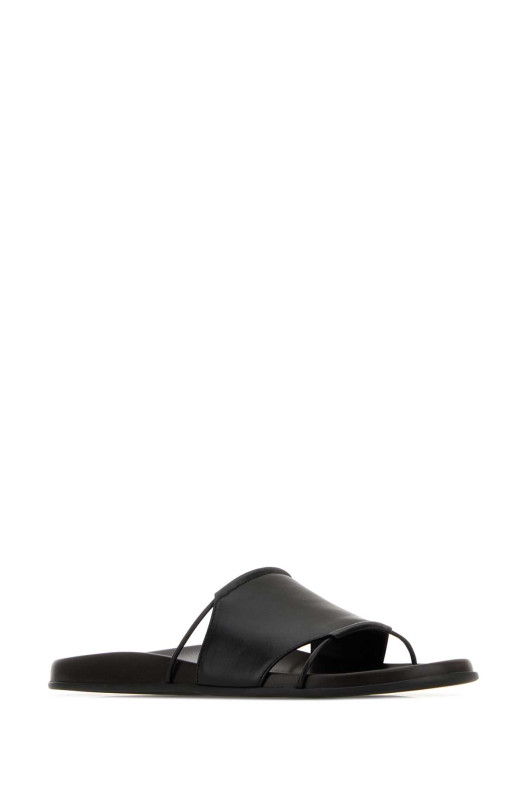 Black leather Vivienne slippers Black THE ROW (F1792SN65)