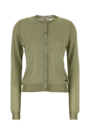 Кардиган из эластичной смесовой вискозы цвета «саже» от FENDI (FZE574AW4V)