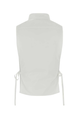 Біла сорочка з попліну, чорна, MIU MIU (MK2024SOOO19SE)