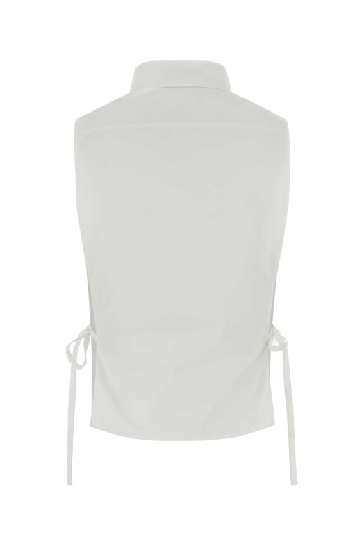 Белая рубашка из поплина, черная, MIU MIU (MK2024SOOO19SE)