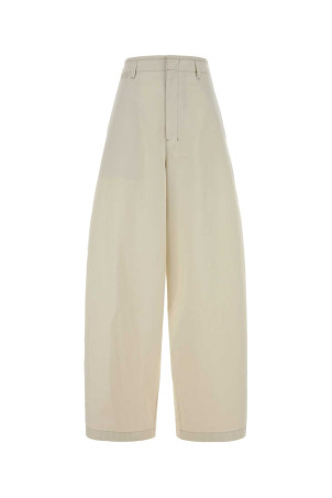 Хлопковые брюки с широкими брючинами цвета слоновой кости LEMAIRE (PA1273LF1531)