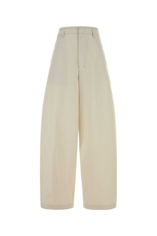 Хлопковые брюки с широкими брючинами цвета слоновой кости LEMAIRE (PA1273LF1531)