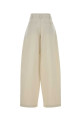 Хлопковые брюки с широкими брючинами цвета слоновой кости LEMAIRE (PA1273LF1531)