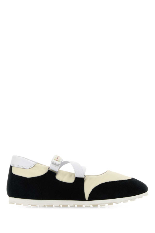 Двухцветные балетки из замши и ткани MARNI (SNZW021000P7406)