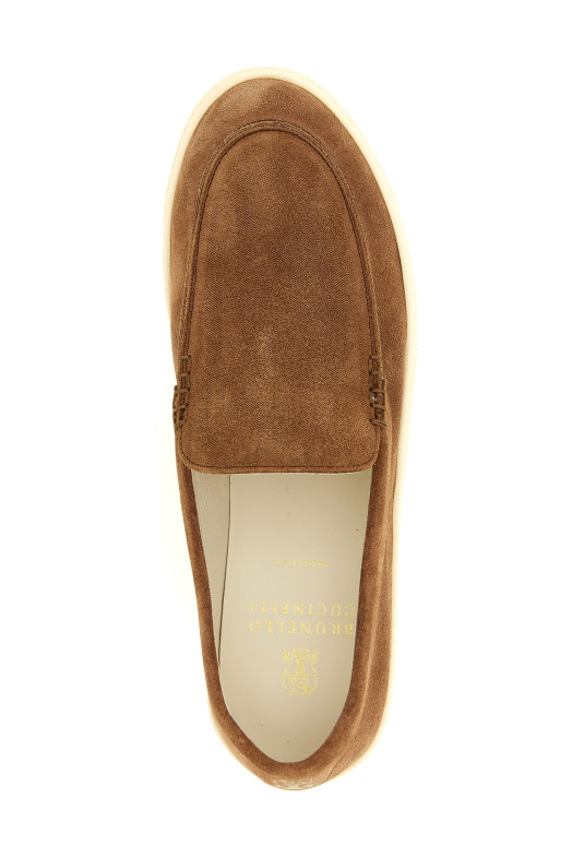 Лоферы из замши с шевронным узором, коричневые BRUNELLO CUCINELLI MZUHVSN335C2692
