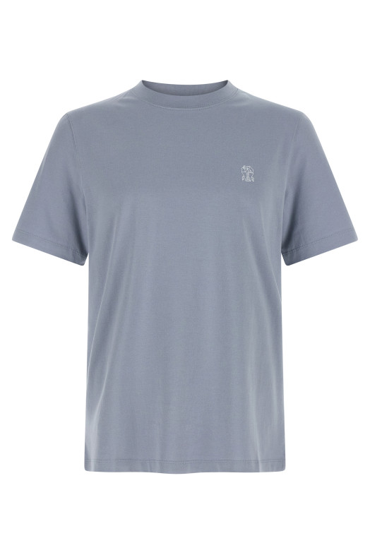 Футболка с логотипом, СИНИЙ BRUNELLO CUCINELLI M0B138440CKL13