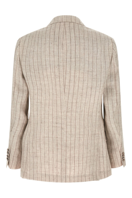Блейзер из твила в тонкую полоску, серый BRUNELLO CUCINELLI MZ4127BPD8C6183