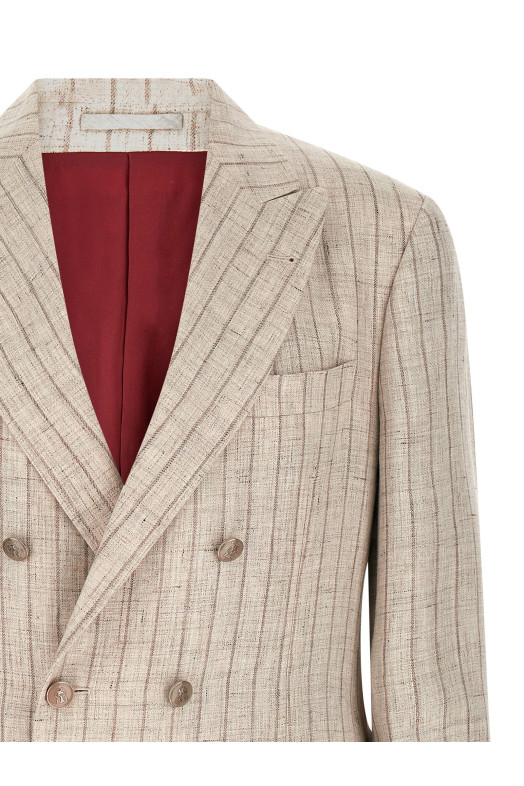 Блейзер из твила в тонкую полоску, серый BRUNELLO CUCINELLI MZ4127BPD8C6183