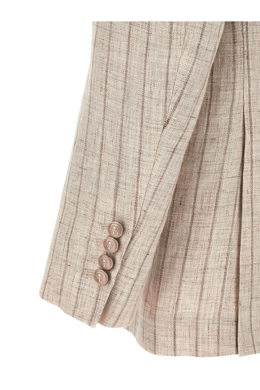 Блейзер из твила в тонкую полоску, серый BRUNELLO CUCINELLI MZ4127BPD8C6183