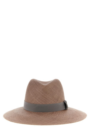'Precious Leather Band' hat Brown
