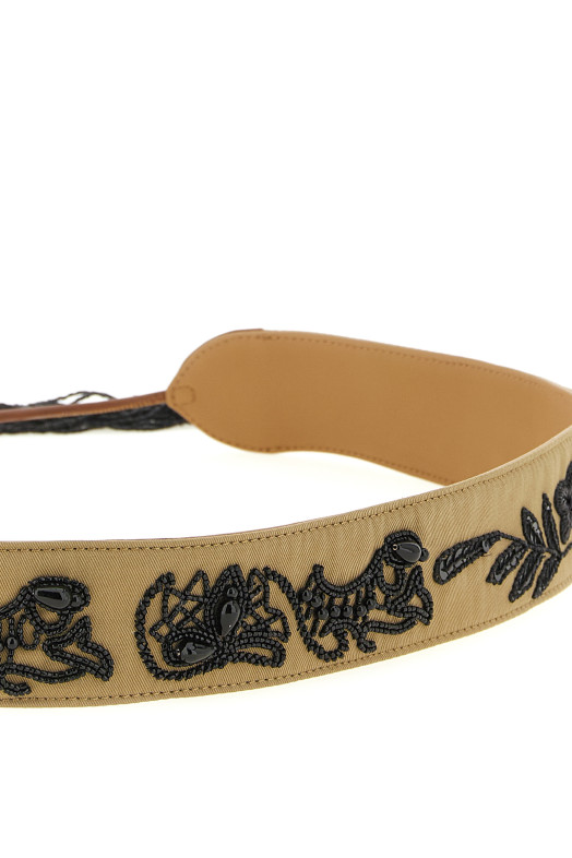 Пояс с вышивкой из бисера, коричневый DRIES VAN NOTEN  2610114113103102