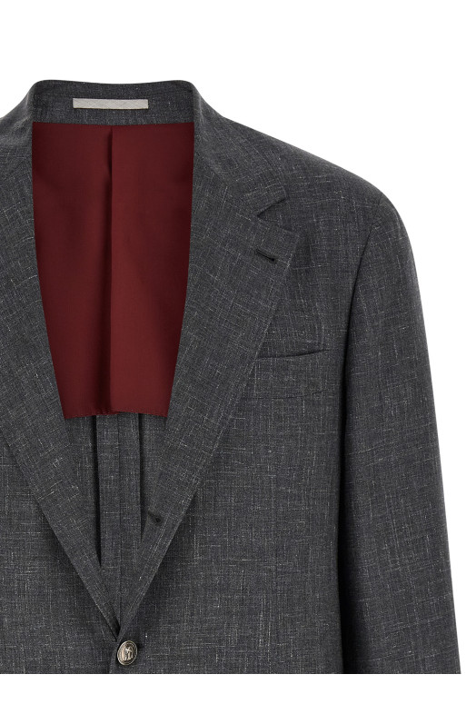 Блейзер из канваса с пламенным принтом, серый BRUNELLO CUCINELLI MZ4047BTD2C003