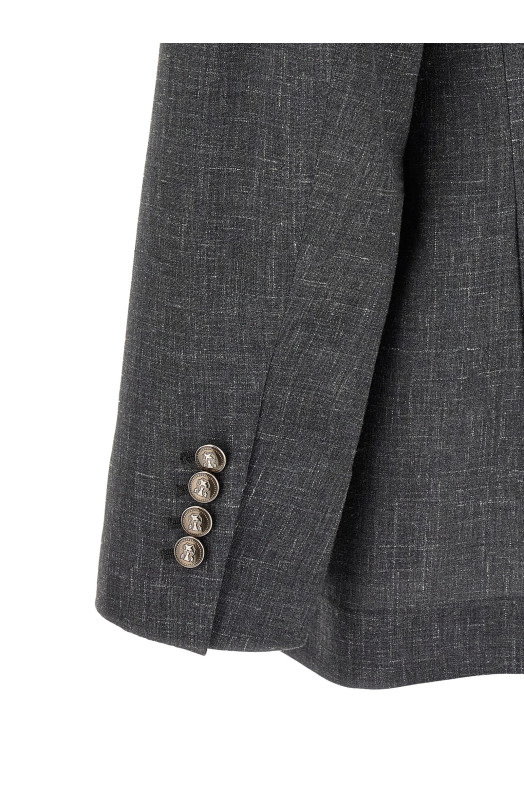 Блейзер из канваса с пламенным принтом, серый BRUNELLO CUCINELLI MZ4047BTD2C003