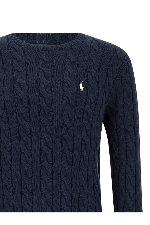 Cotton braided sweater Blue