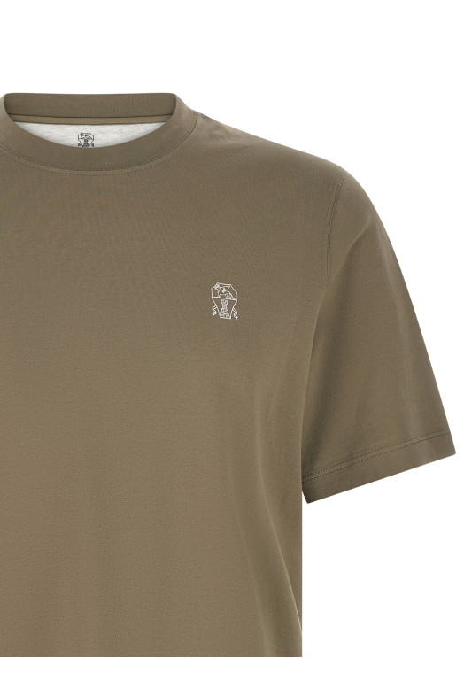 Футболка с логотипом, зеленая BRUNELLO CUCINELLI M0B138440CTK16