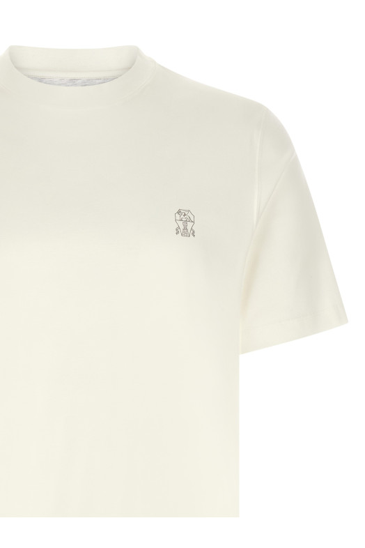 Футболка с логотипом, белая BRUNELLO CUCINELLI M0B138440CE139